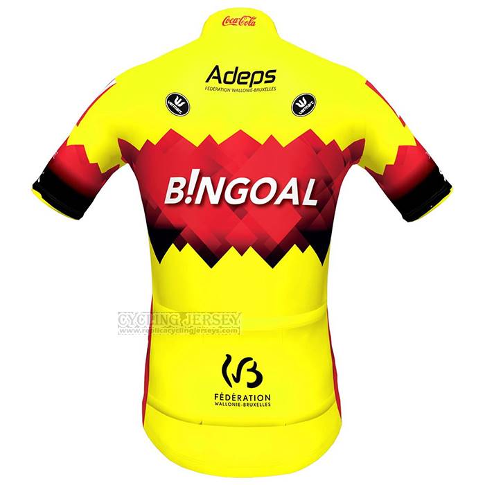 2023 Cycling Jersey Bingoal WB Yellow Red Short Sleeve And Bib Short